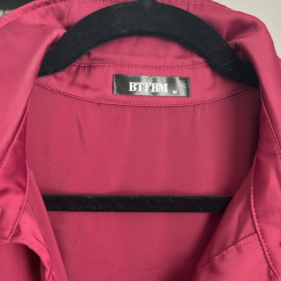 Amazon BTBFM Satin-like Burgundy Button-Up Dress, worn once - Picture 5 of 8